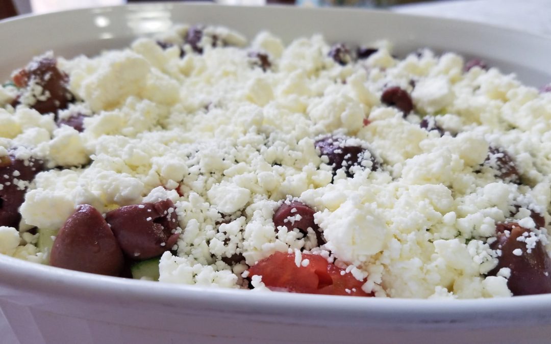 Layered Greek Dip with Homemade Hummus