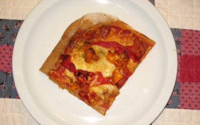 Butternut Squash Pesto Pizza with Roasted Bell Peppers