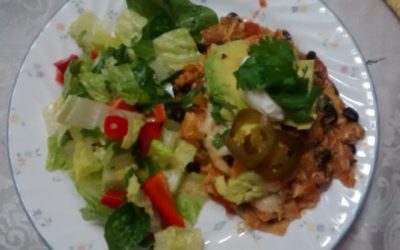 One Skillet Chicken and Black Bean Enchiladas